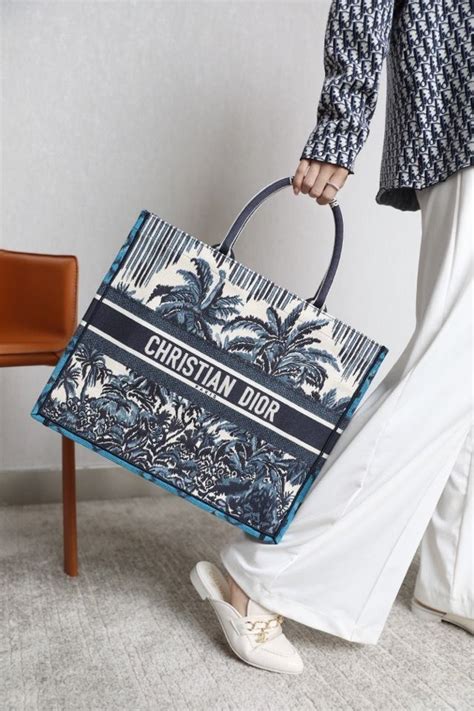 dior book tote palms